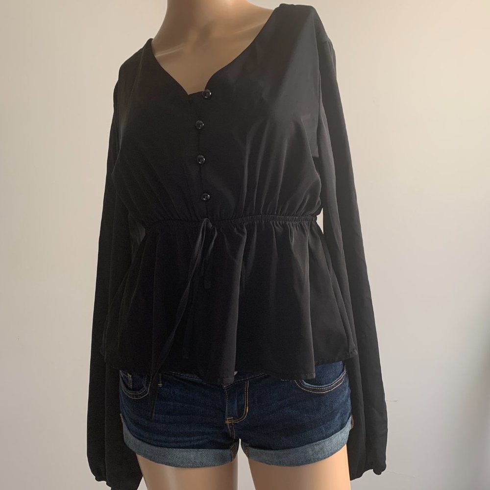 SHEIN Black long sleeve peplum top size small